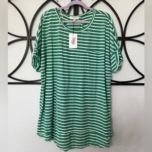 Striped Short Sleeve Shirt with Pocket​